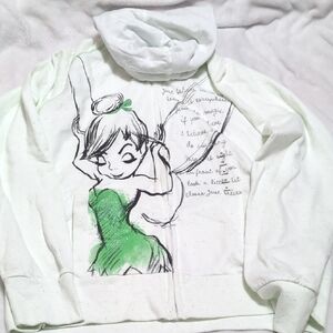 White Hoodie with Green Disney Tinkerbell Graphic